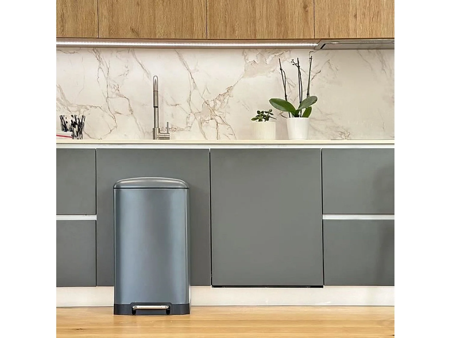 Kosz na Śmieci z Pedałem Inox GREENWICH szary 40L