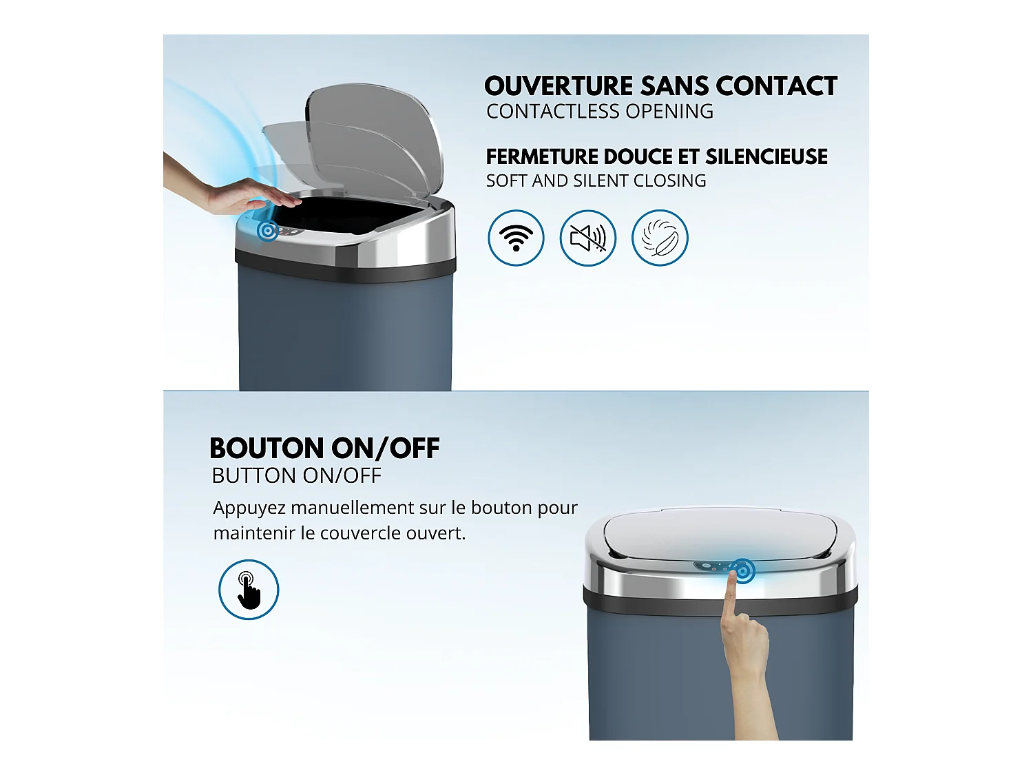 Poubelle de cuisine automatique MAJESTIC Gris Acier inoxydable 58 L