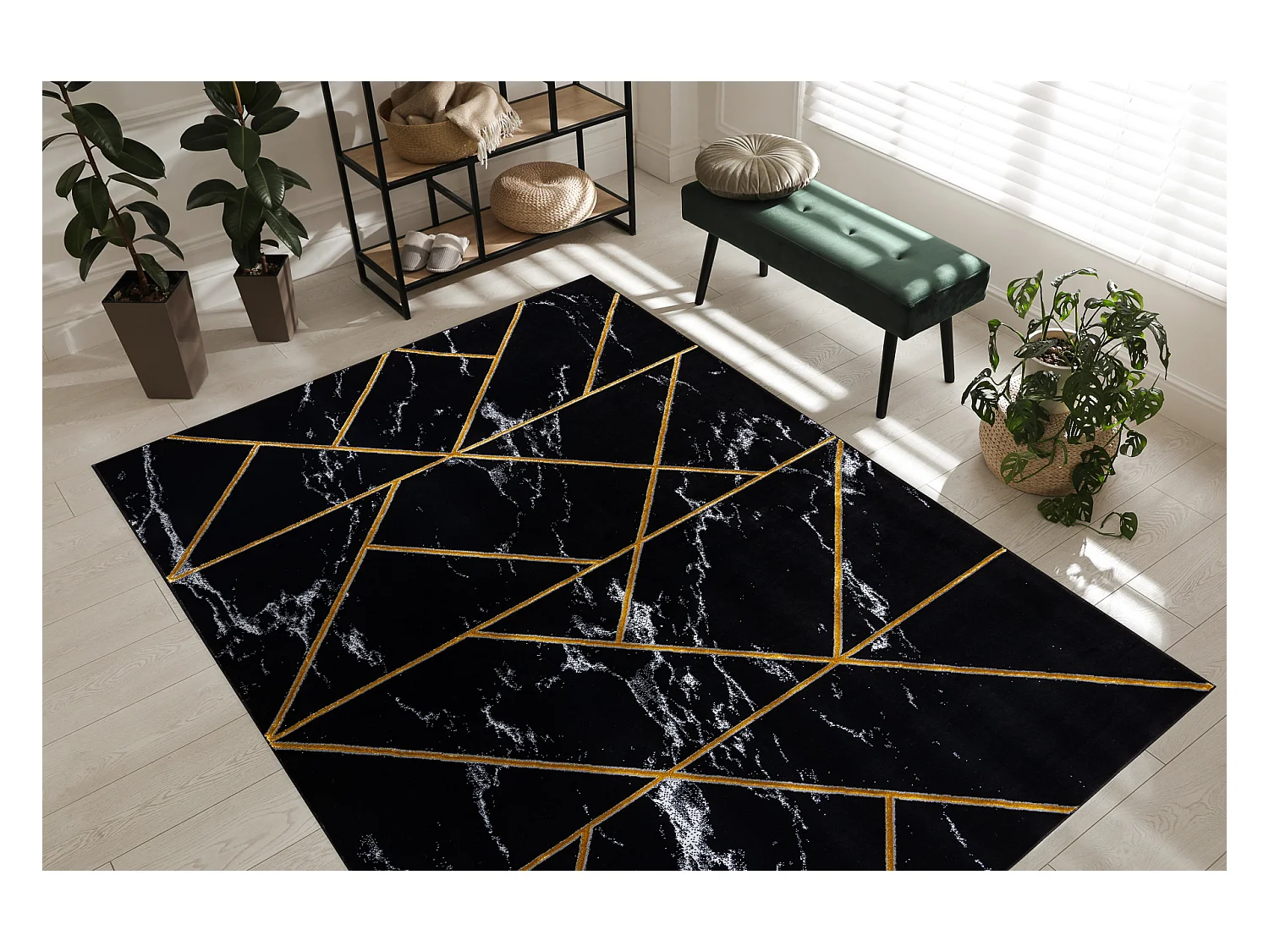 Tapijt EMERALD exclusief 2000 glamour, stijlvol geometrisch, marmer zw 140x190 cm