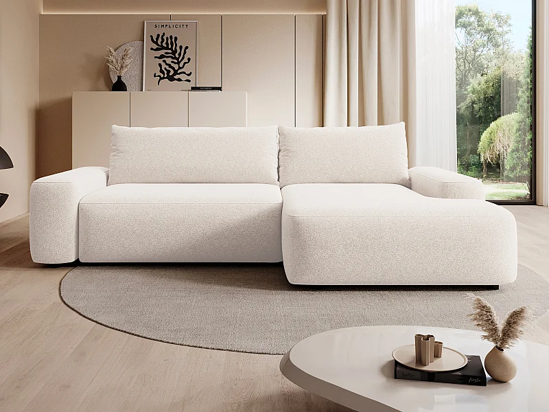 Divano letto in Tessuto testurizzato Panna - Angolo a destra - DAVISO