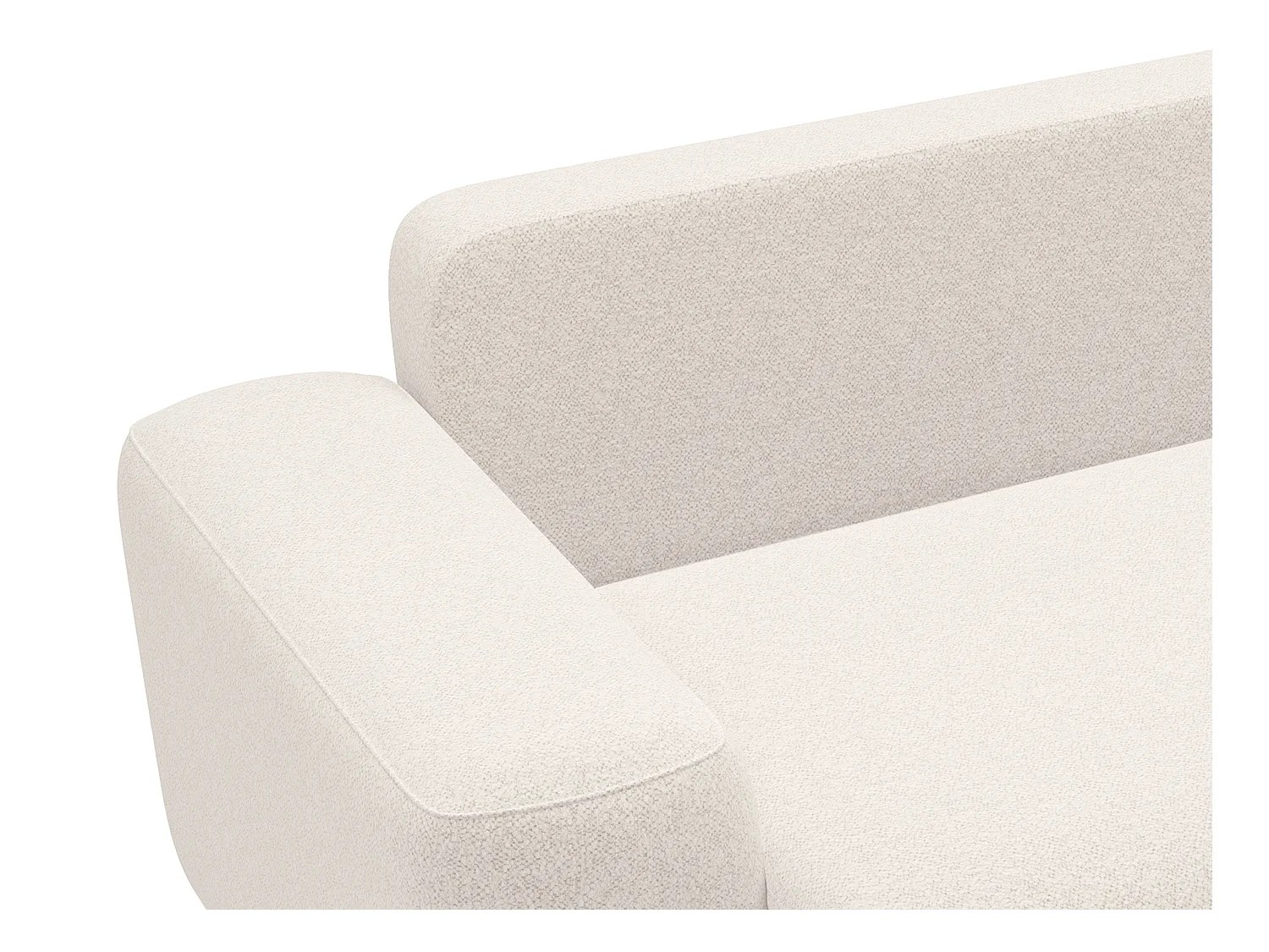 Kanapa narożna prawostronna rozkładana z teksturowaną kremową tapicerką - DAVISO