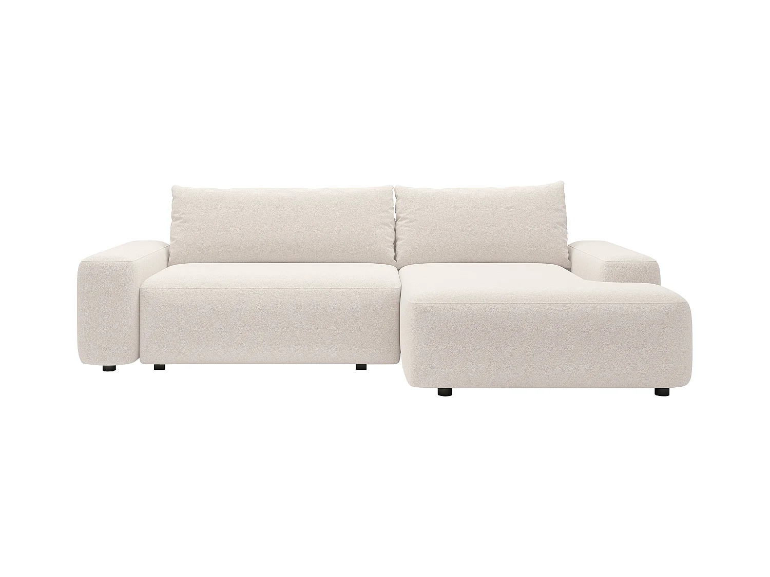 Sofá rinconera derecha convertible de tela texturizada color crema DAVISO