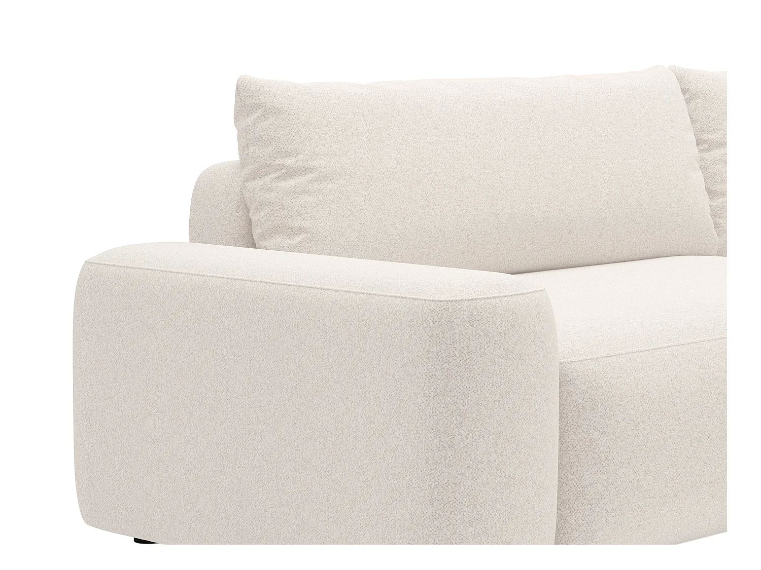 Sofá rinconera derecha convertible de tela texturizada color crema DAVISO