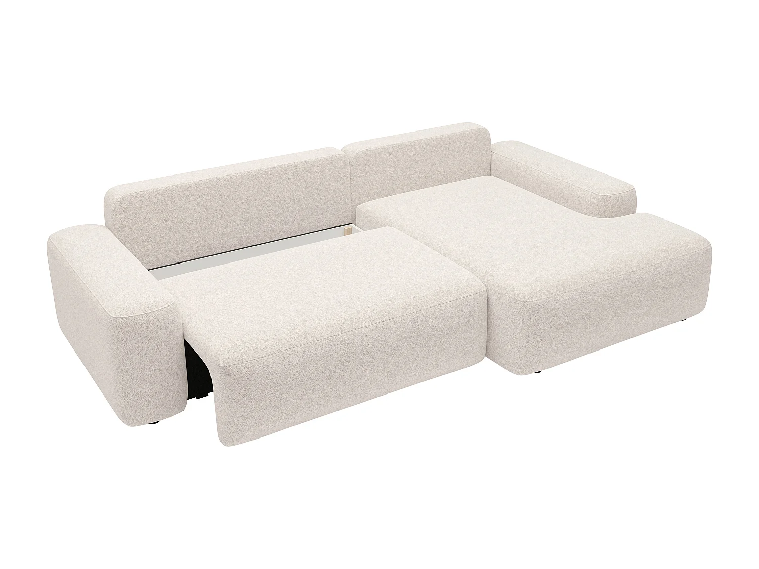 Canapé d'angle droit convertible en tissu chiné crème DAVISO