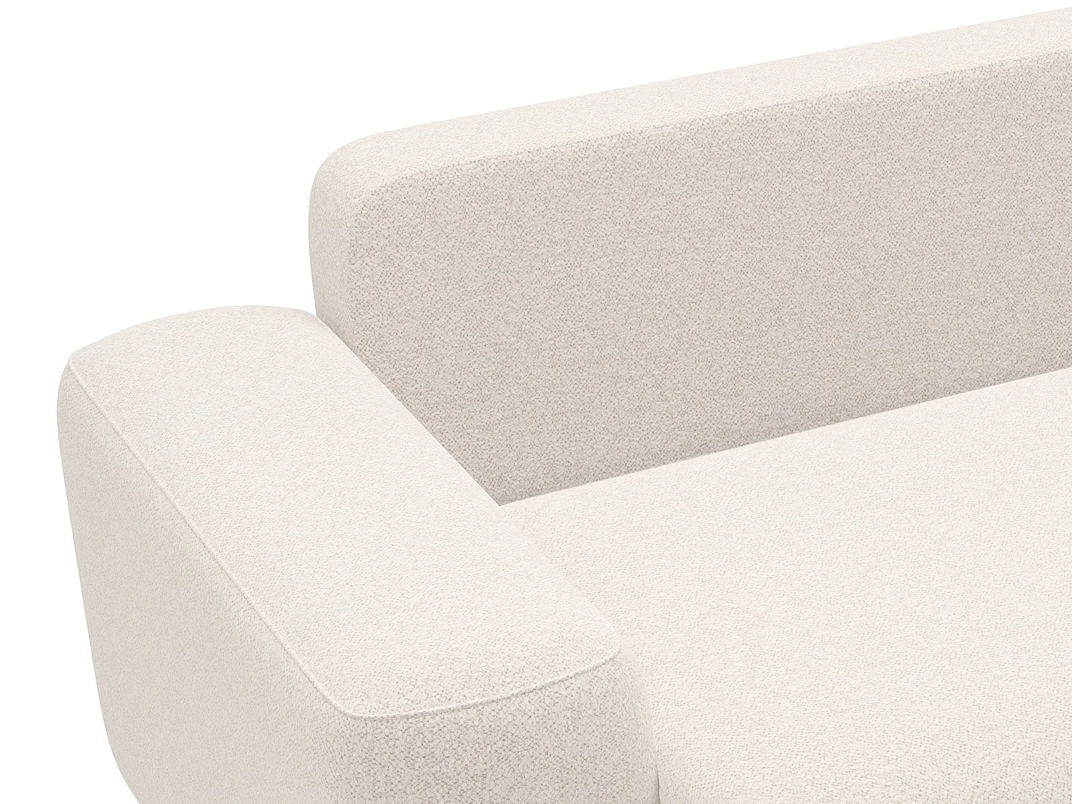 Canapé d'angle droit convertible en tissu chiné crème DAVISO