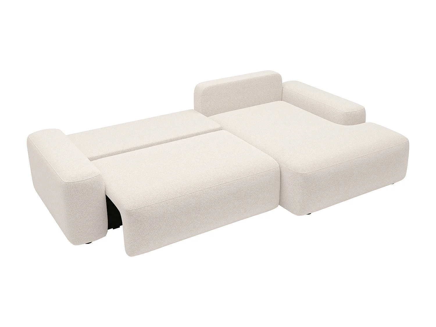 Canapé d'angle droit convertible en tissu chiné crème DAVISO