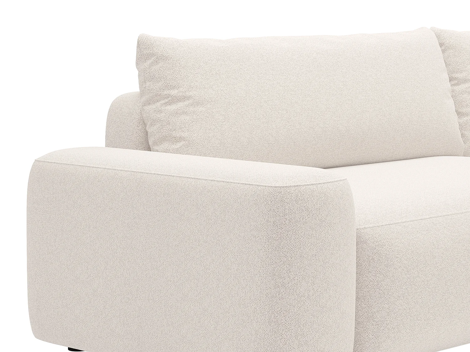 Canapé d'angle droit convertible en tissu chiné crème DAVISO