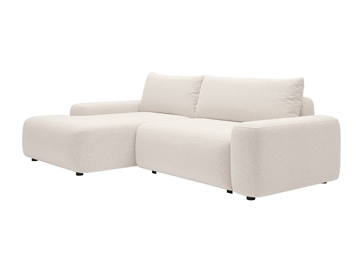 Ecksofa mit Schlaffunktion - Ecke links - Strukturstoff - Cremefarben - DAV günstig online kaufen