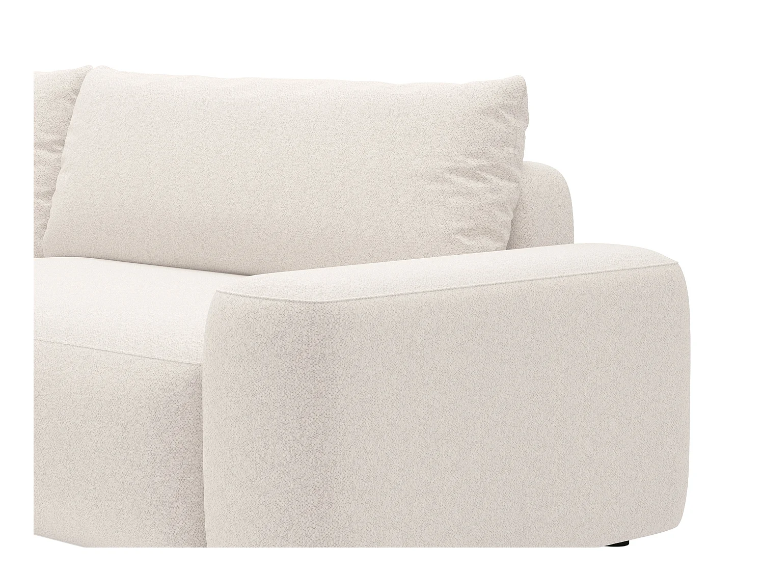 Hoekslaapbank met hoek links van crèmewitte stof met textuur DAVISO