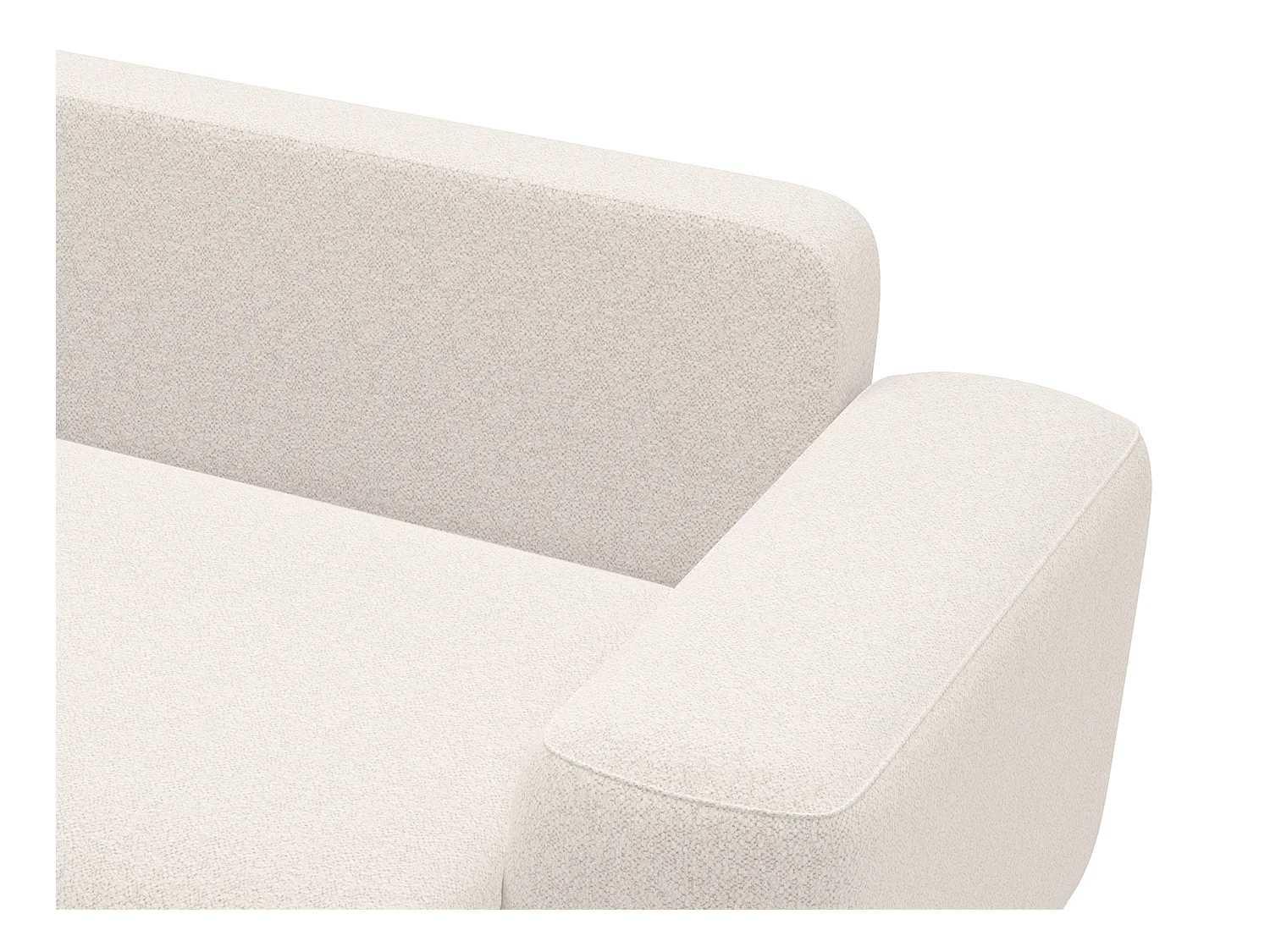 Hoekslaapbank met hoek links van crèmewitte stof met textuur DAVISO