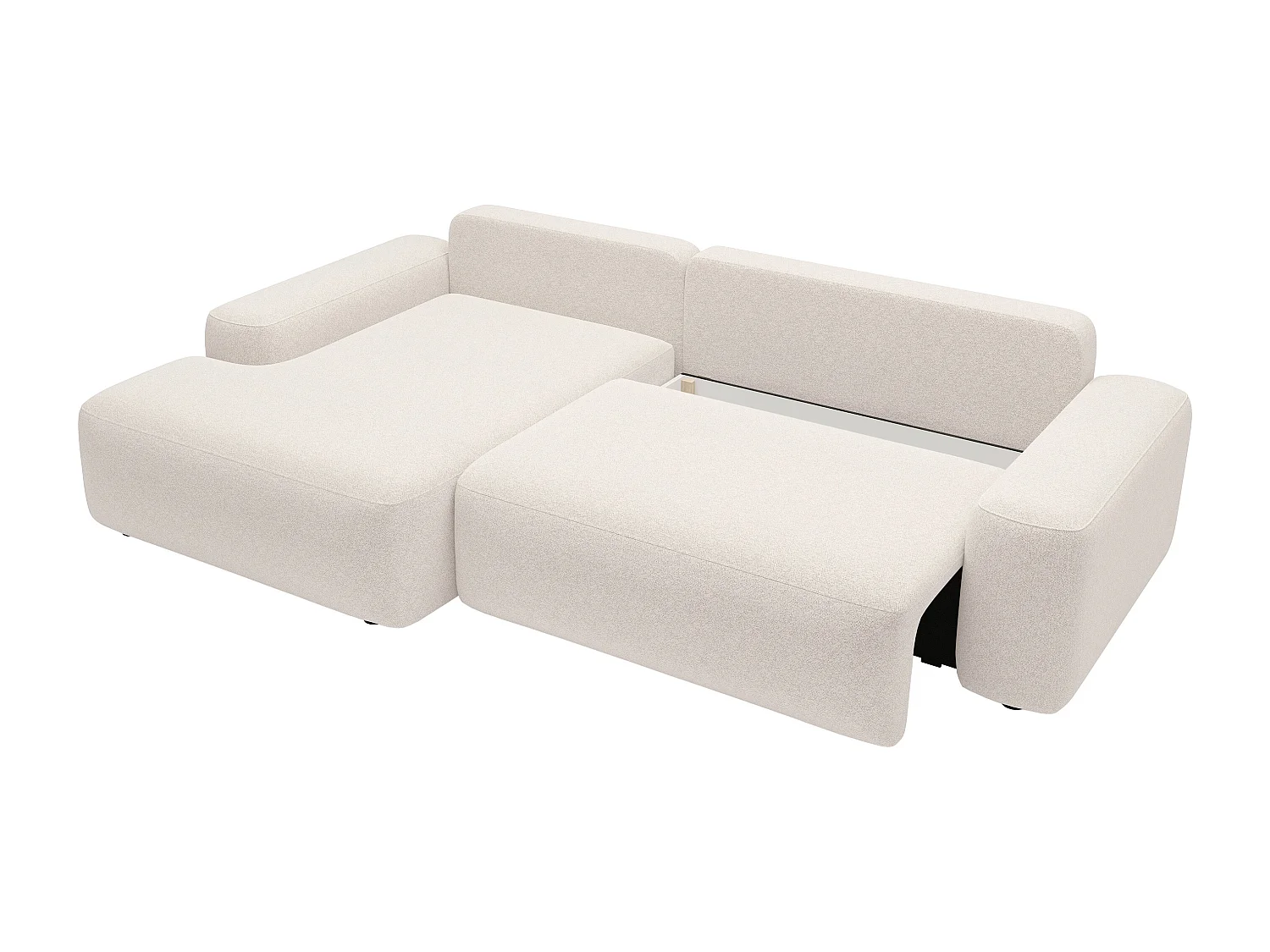 Canapé d'angle gauche convertible en tissu chiné crème DAVISO