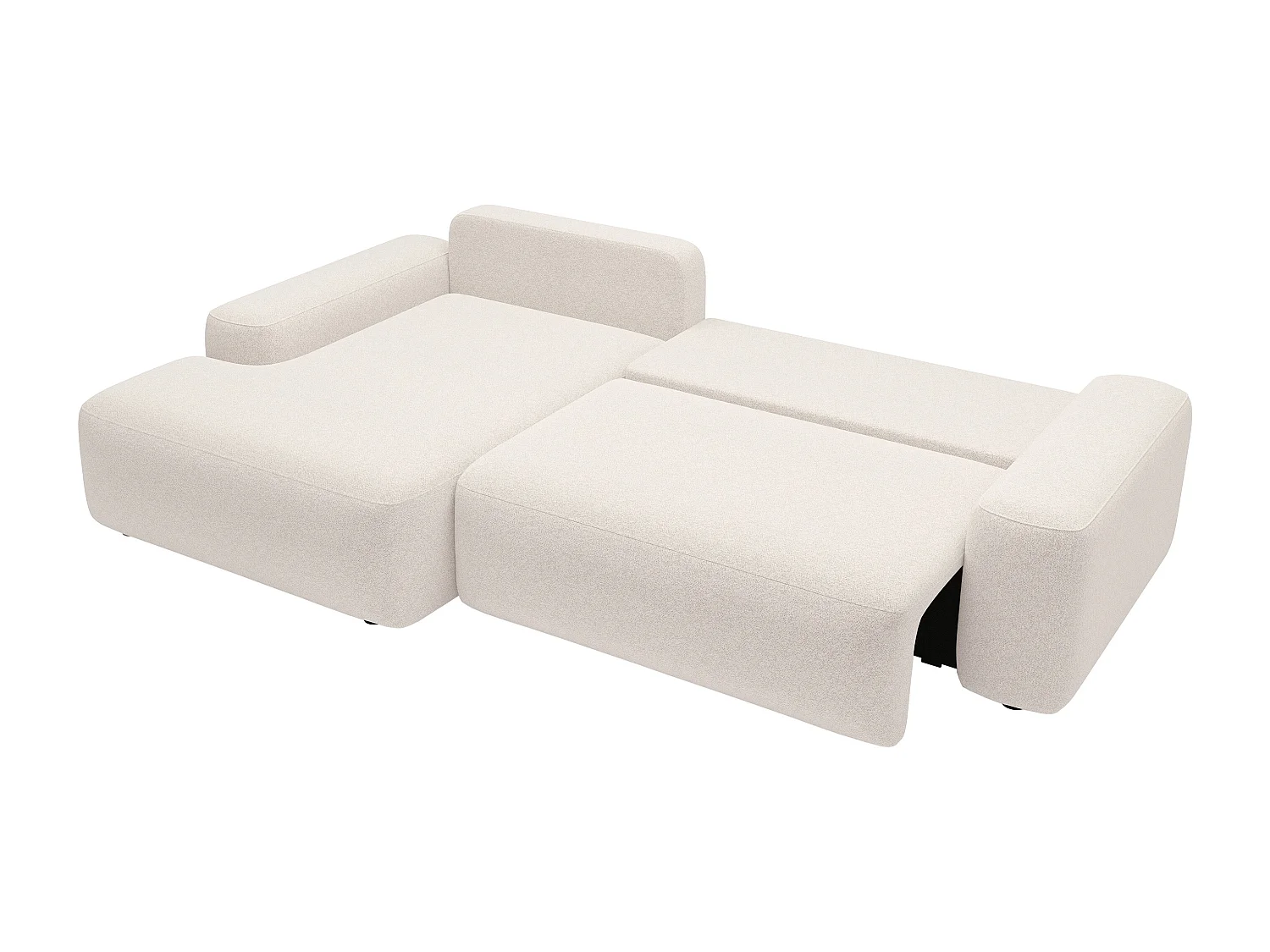 Canapé d'angle gauche convertible en tissu chiné crème DAVISO