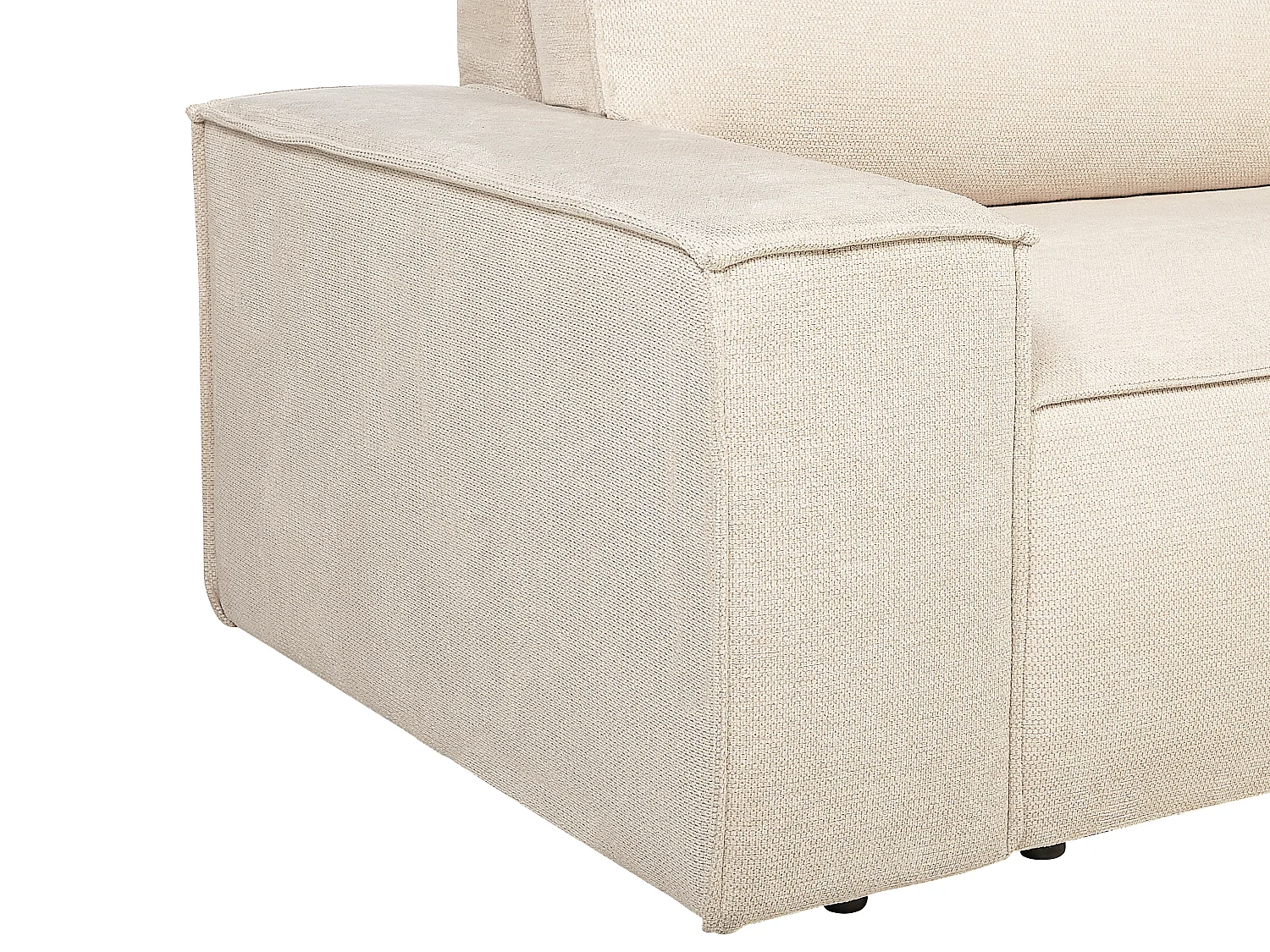 Hörnbäddsoffa högerställd i beige texturerat tyg AMELIA