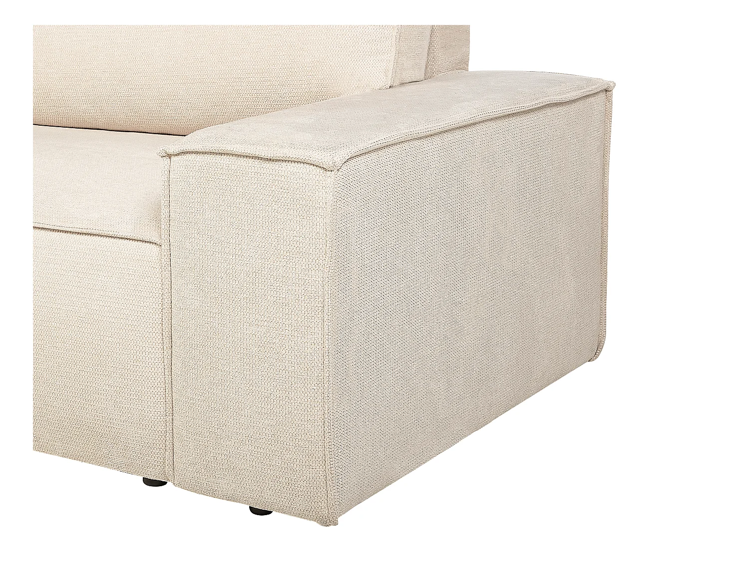 Canapé d'angle gauche convertible en tissu texturé beige AMELIA