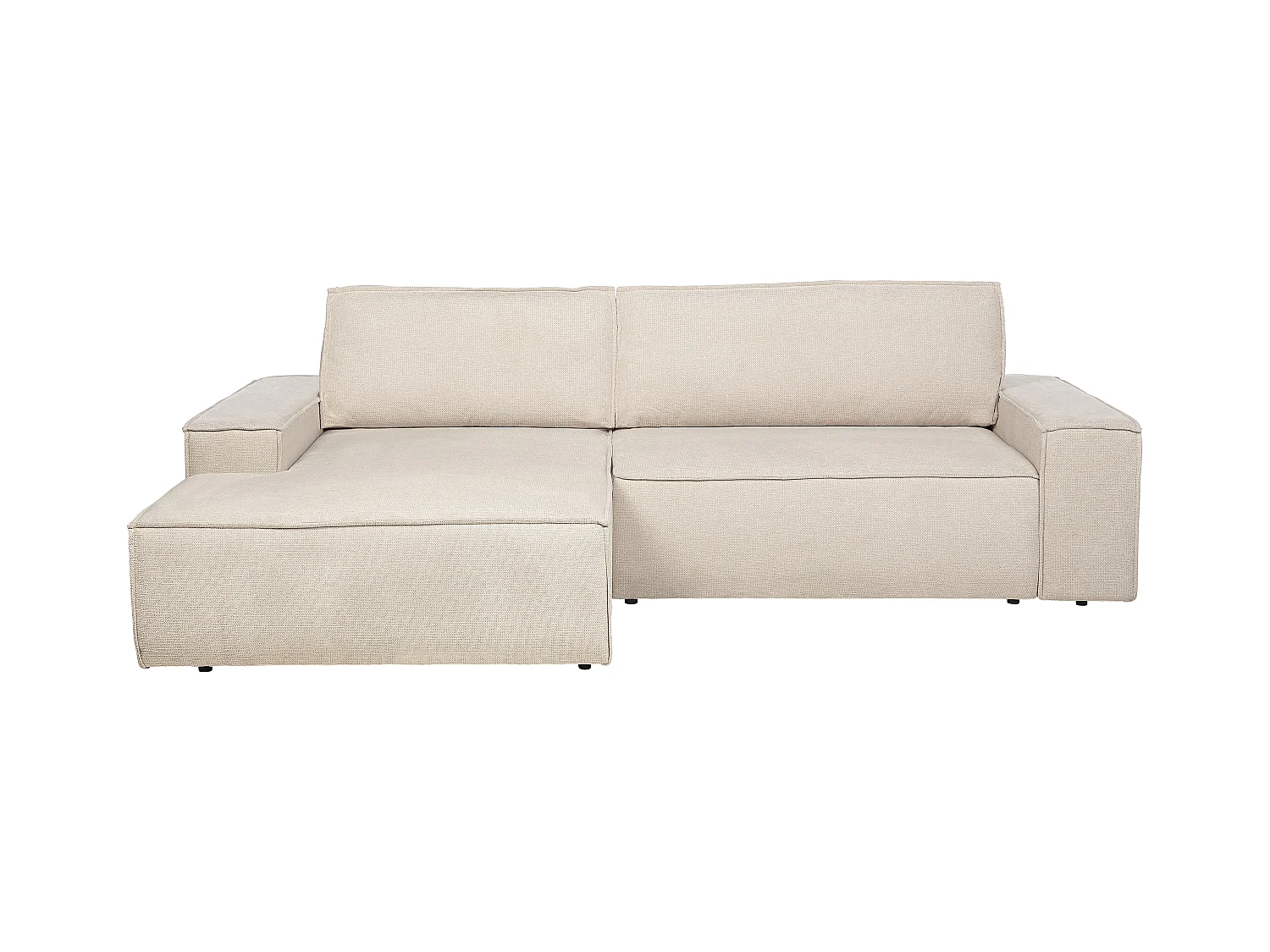 Canapé d'angle gauche convertible en tissu texturé beige AMELIA