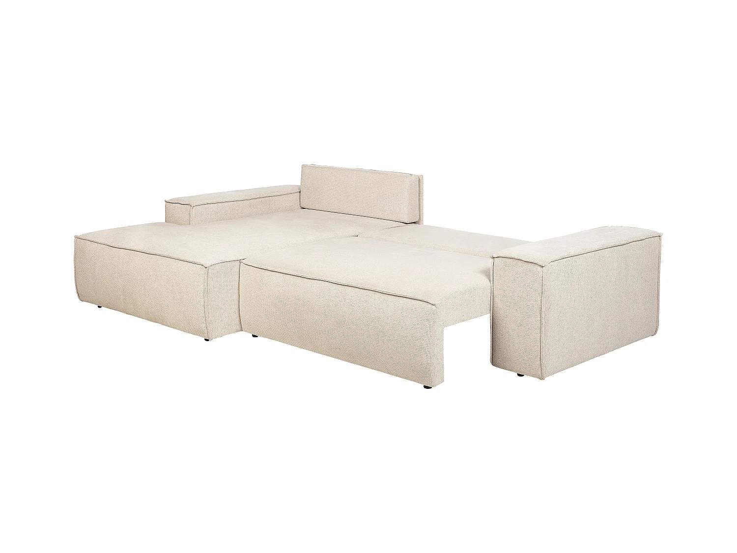 Canapé d'angle gauche convertible en tissu texturé beige AMELIA