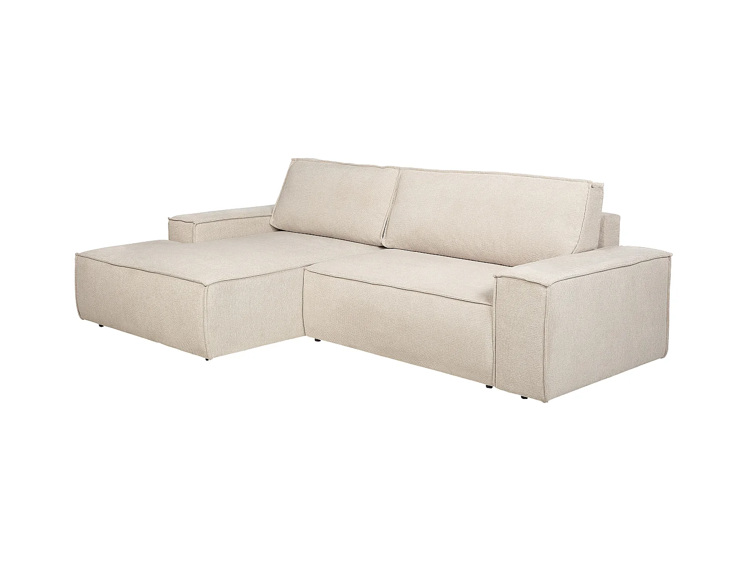 Canapé d'angle gauche convertible en tissu texturé beige AMELIA