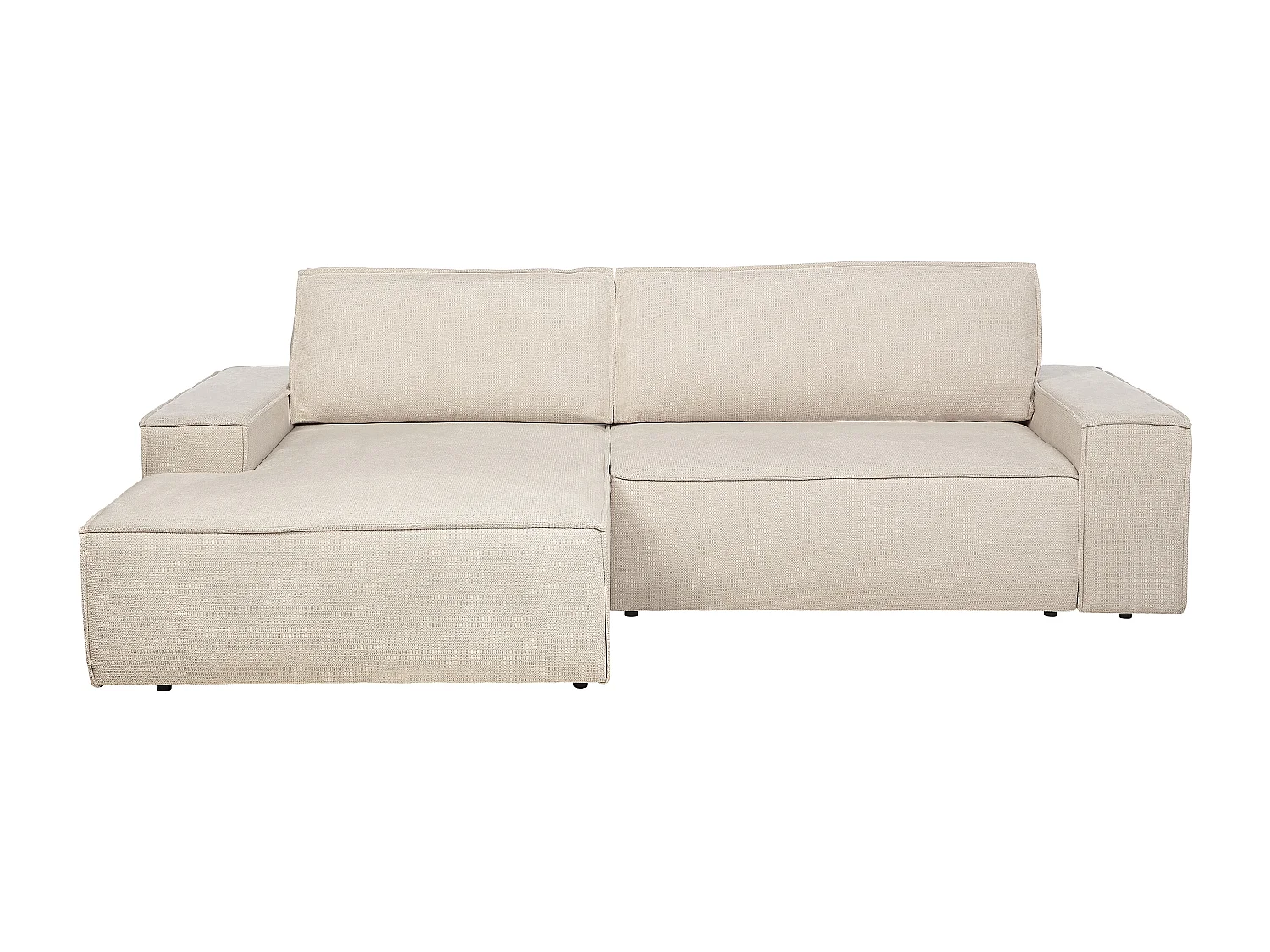 Bäddsoffa vänsterställd i beige texturerat tyg AMELIA