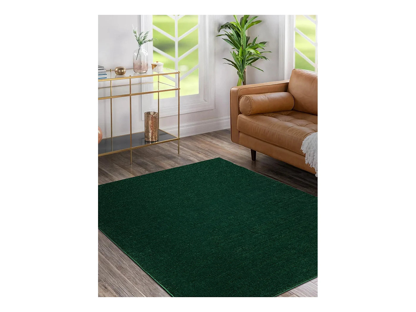 Tapis SOFTY plaine couleur unie forest vert 200x290 cm