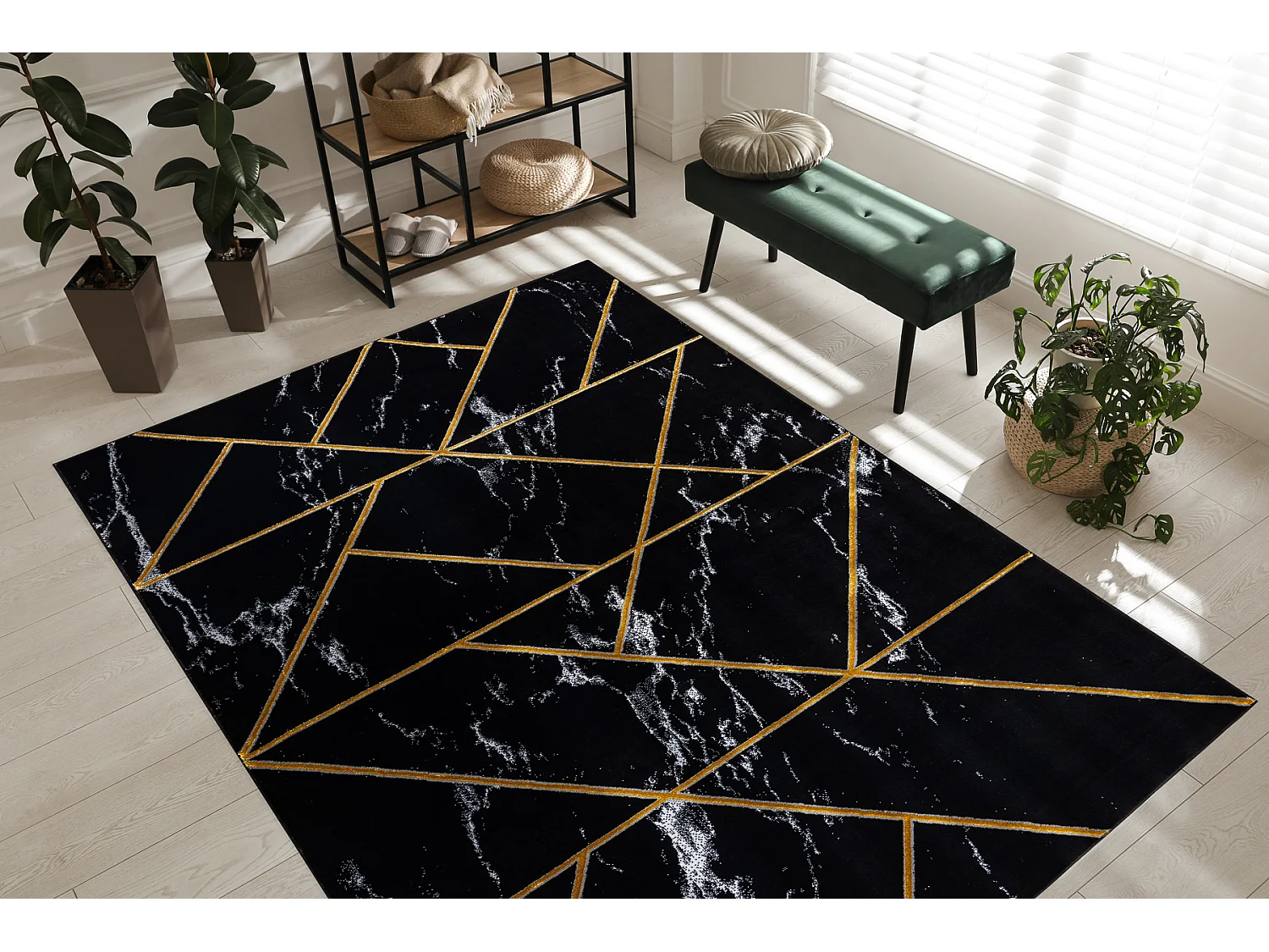 Tapis EMERALD exclusif 2000 glamour, élégant géométrique, marbre n 80x150 cm