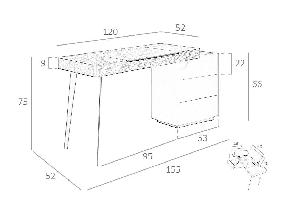 Wengé houten kaptafel 7136 ANGEL CERDA