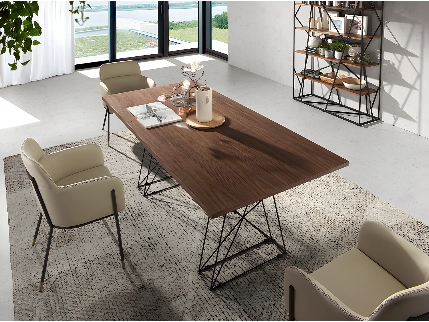 Table à manger rectangle et acier noir 1107 ANGEL CERDA