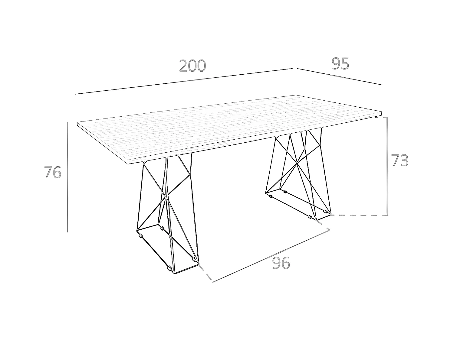 Table à manger rectangle et acier noir 1107 ANGEL CERDA