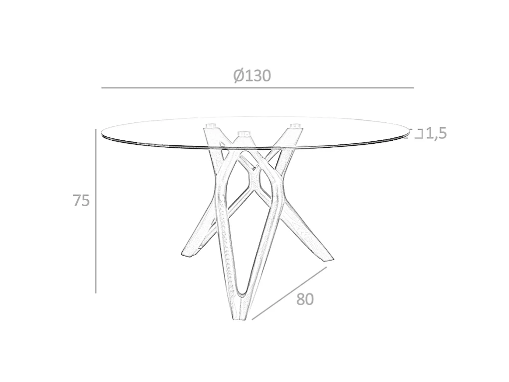 Esstisch runde gehärtetes Glas aus walnussfarbenes Holz 1108-Ø130 ANGEL CERDA