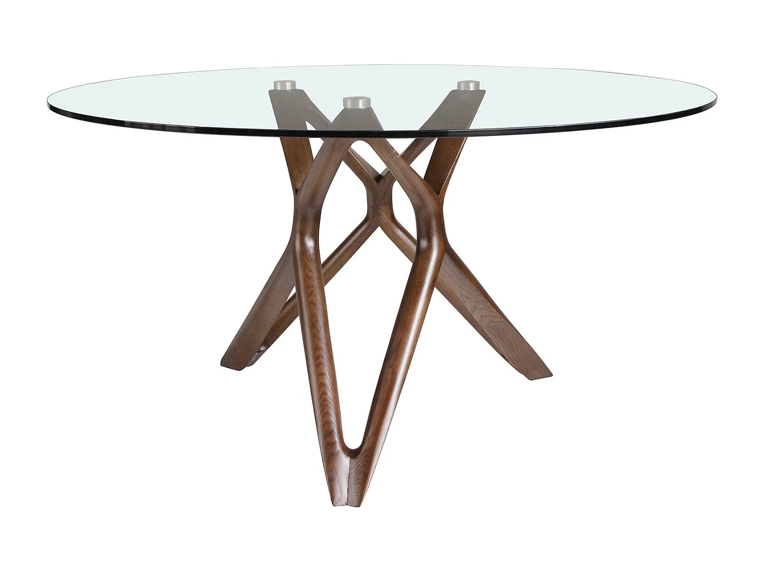 Table à manger ronde verre trempé et noyer 1108-Ø130 ANGEL CERDA