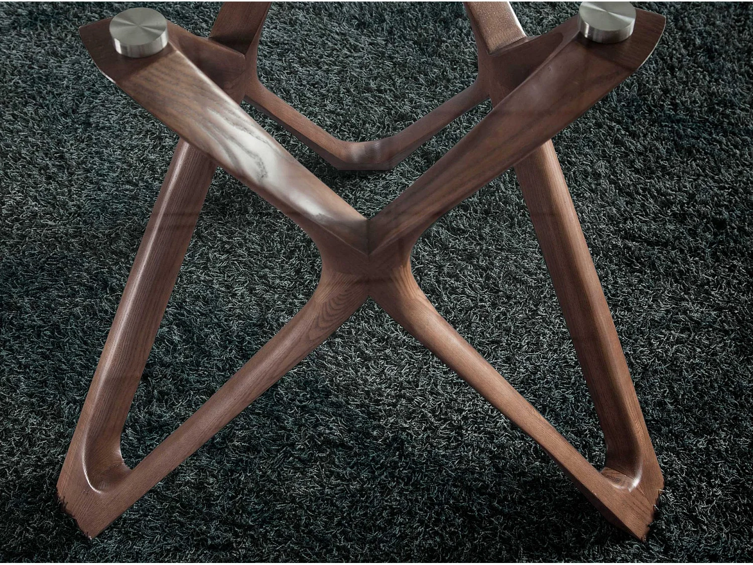 Table à manger ronde verre trempé et noyer 1108-Ø130 ANGEL CERDA