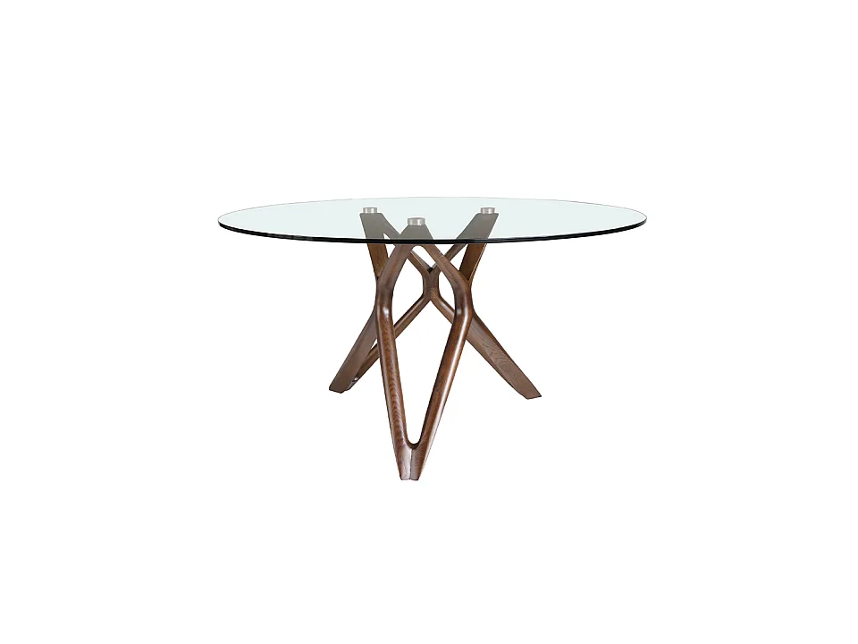 Table à manger ronde en verre et bois 1108 ANGEL CERDA