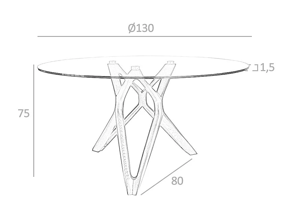 Esstisch runde gehärtetes Glas aus walnussfarbenes Holz 1108-Ø130 ANGEL CERDA