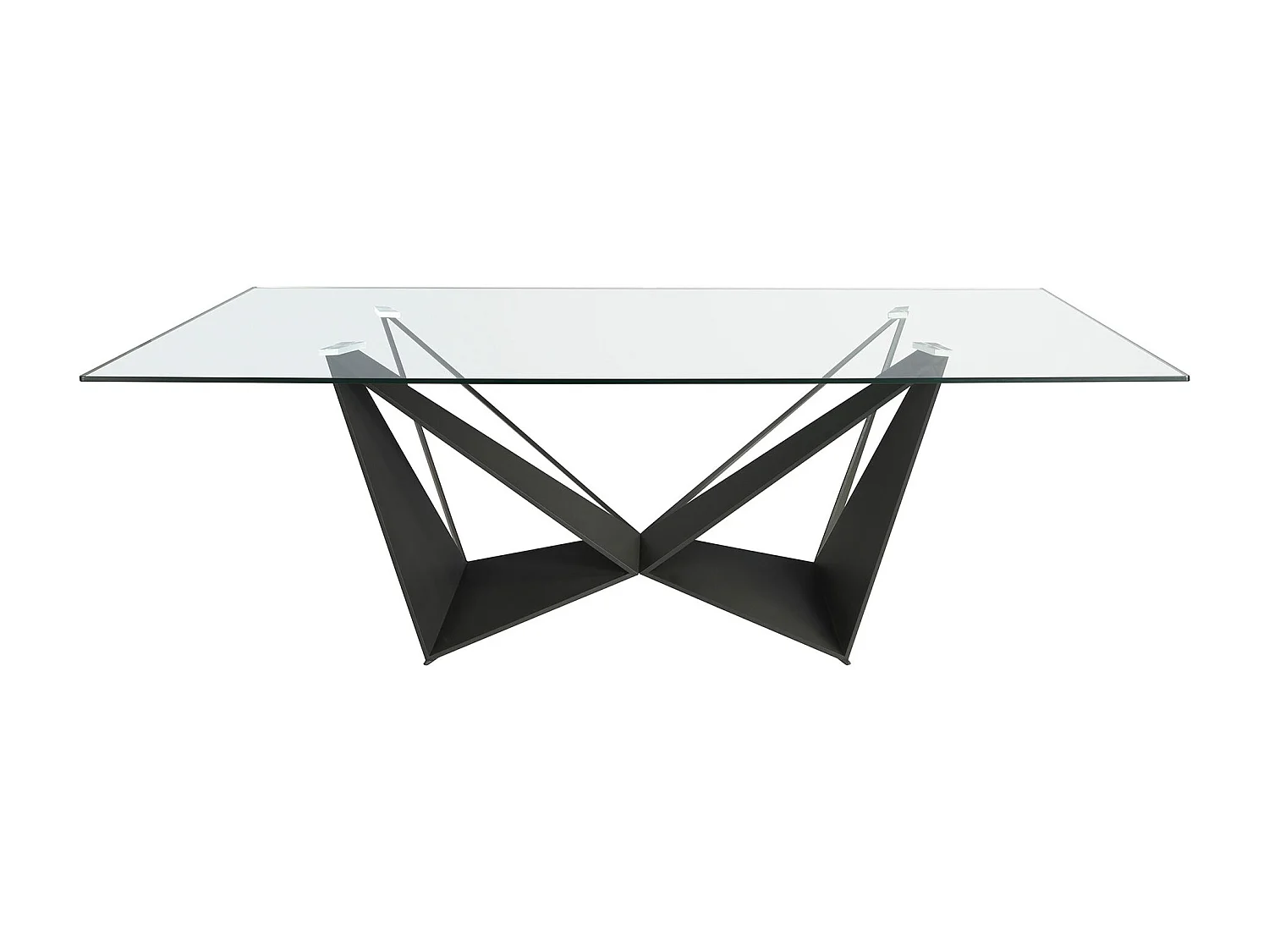 Table à manger rectangulaire verre trempé et acier noir 1128 ANGEL CERDA