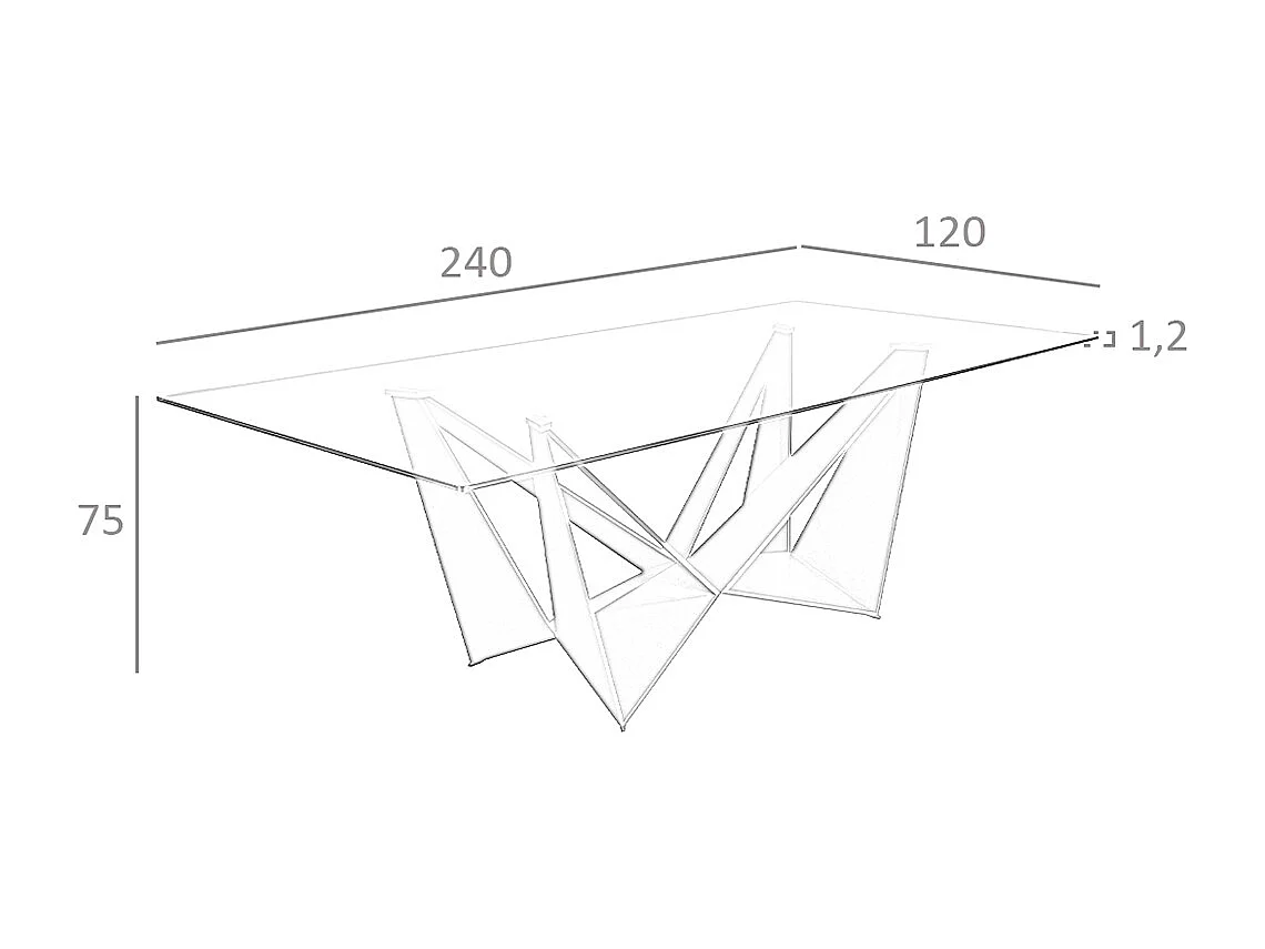 Table à manger rectangulaire verre trempé et acier noir 1128 ANGEL CERDA