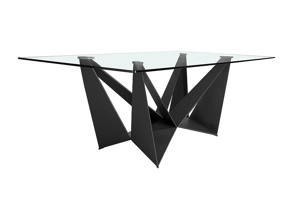 Eettafel rechthoekig gehard glas en zwart staal 1128 ANGEL CERDA
