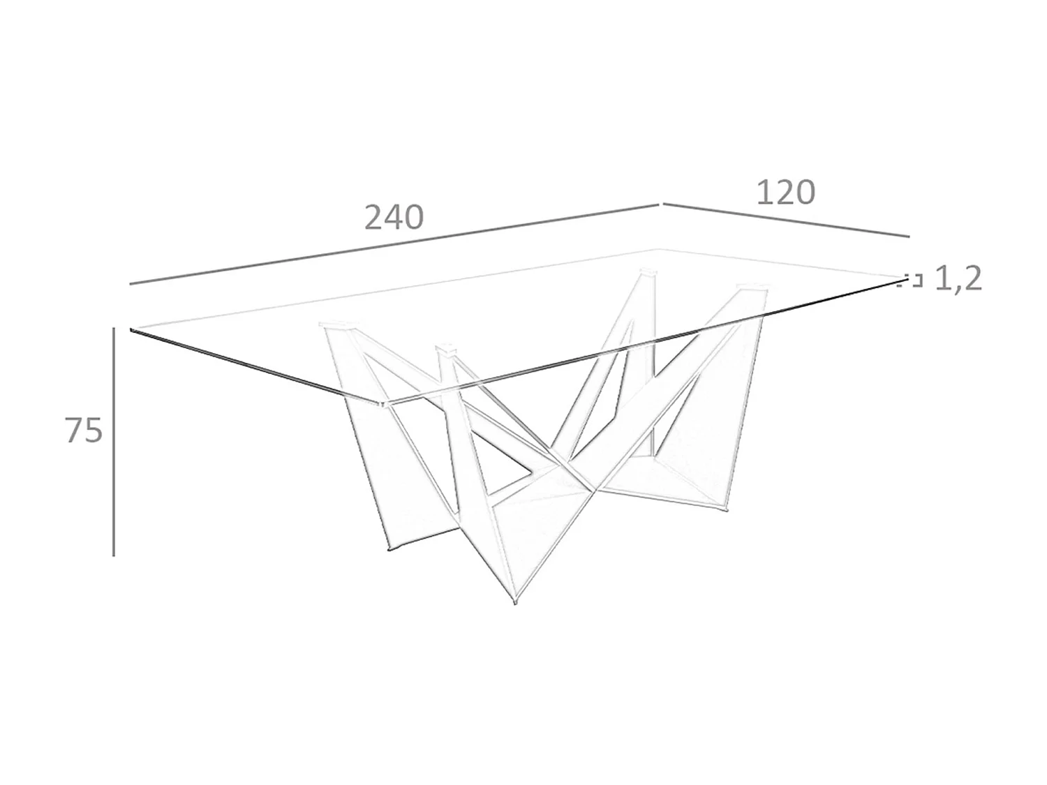 Eettafel rechthoekig gehard glas en zwart staal 1128 ANGEL CERDA