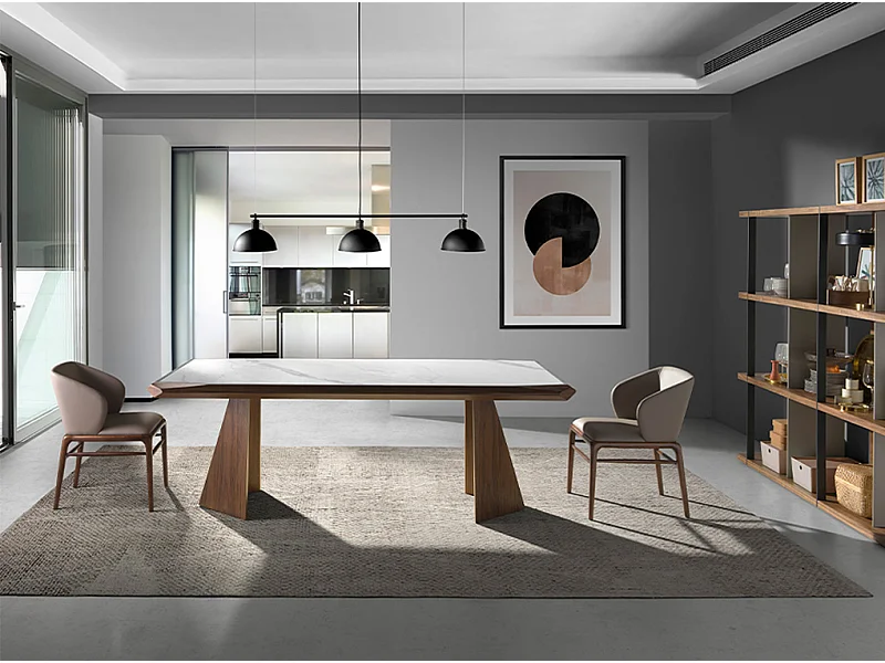 Tavolo da pranzo in porcellana e noce   1106 ANGEL CERDA