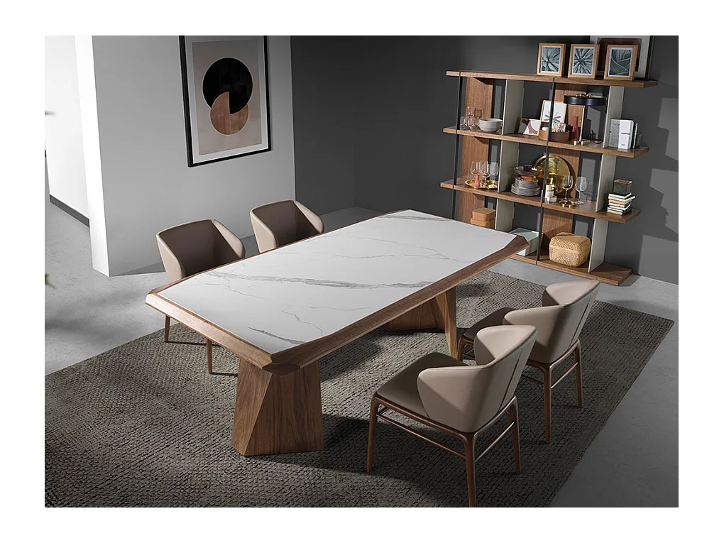 Esstisch aus Porzellan und Walnussholz  1106 ANGEL CERDA