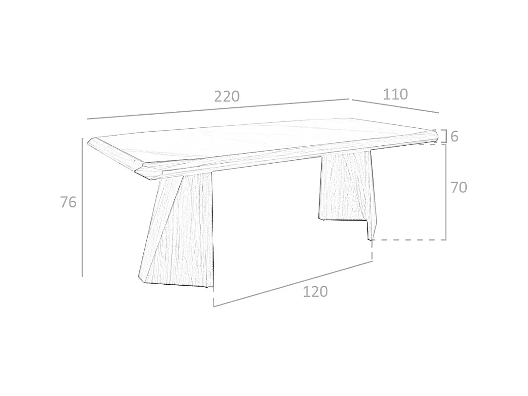 Esstisch Rechteckig Porzellanmarmor aus Walnuss 1106 ANGEL CERDA