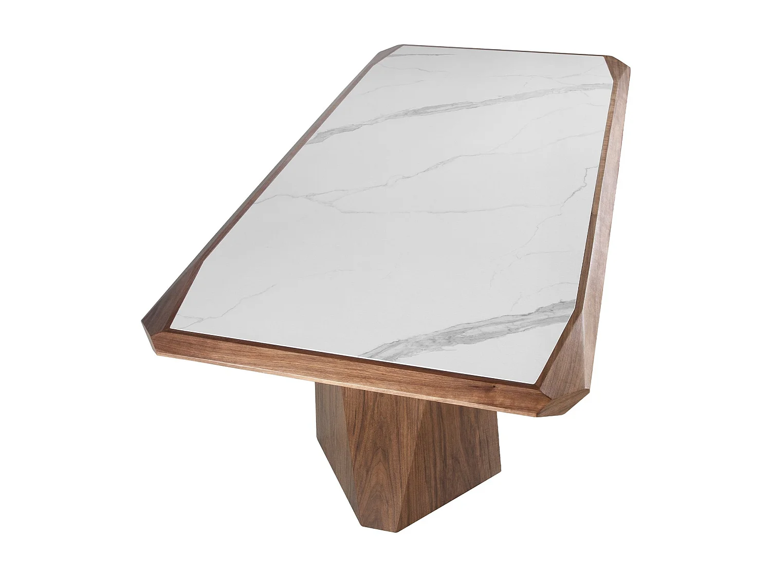 Table à manger rectangulaire marbre porcelaine et noyer 1106 ANGEL CERDA