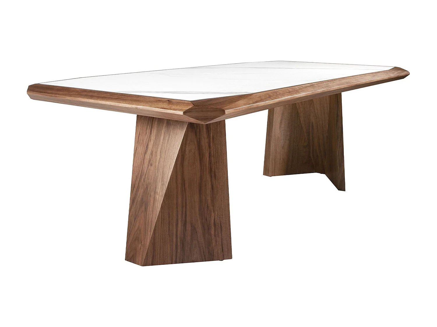 Table à manger rectangulaire marbre porcelaine et noyer 1106 ANGEL CERDA