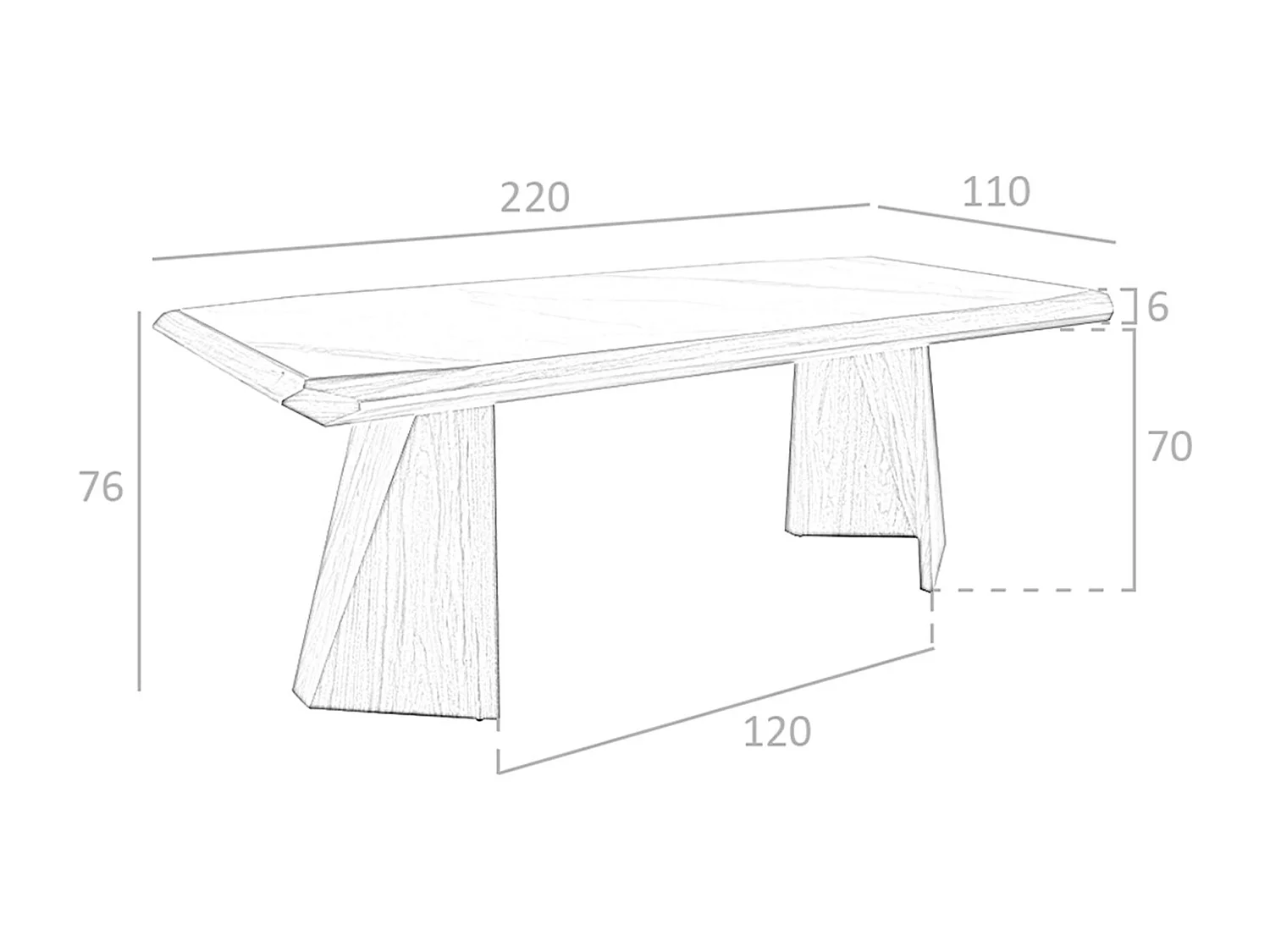 Table à manger rectangulaire marbre porcelaine et noyer 1106 ANGEL CERDA