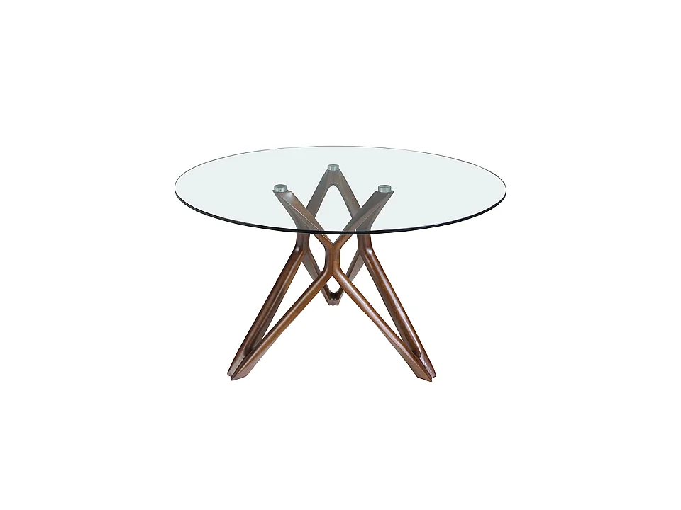 Table à manger ronde en verre et bois 1108 ANGEL CERDA