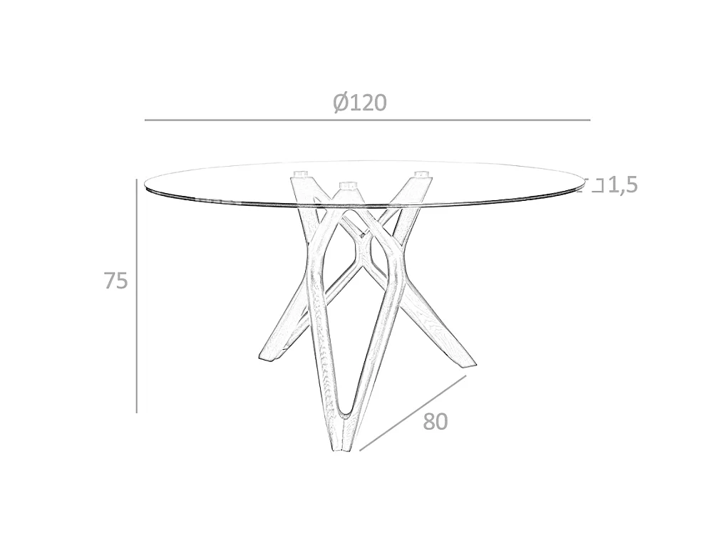 Table à manger ronde en verre et bois 1108 ANGEL CERDA
