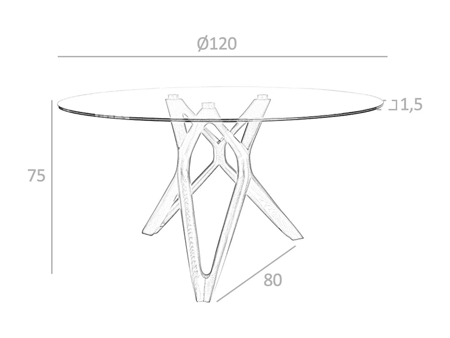 Tavolo da pranzo rotonda vetro temperato e noce 1108-Ø120 ANGEL CERDA