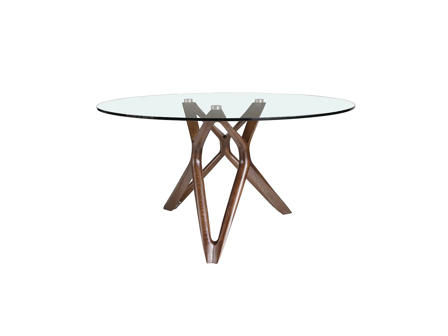 Table à manger ronde verre trempé et noyer 1108-Ø120 ANGEL CERDA