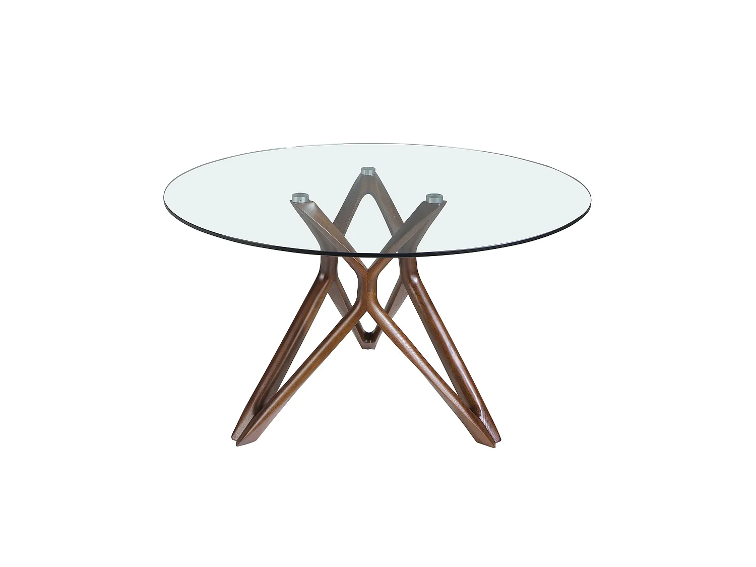 Table à manger ronde verre trempé et noyer 1108-Ø120 ANGEL CERDA