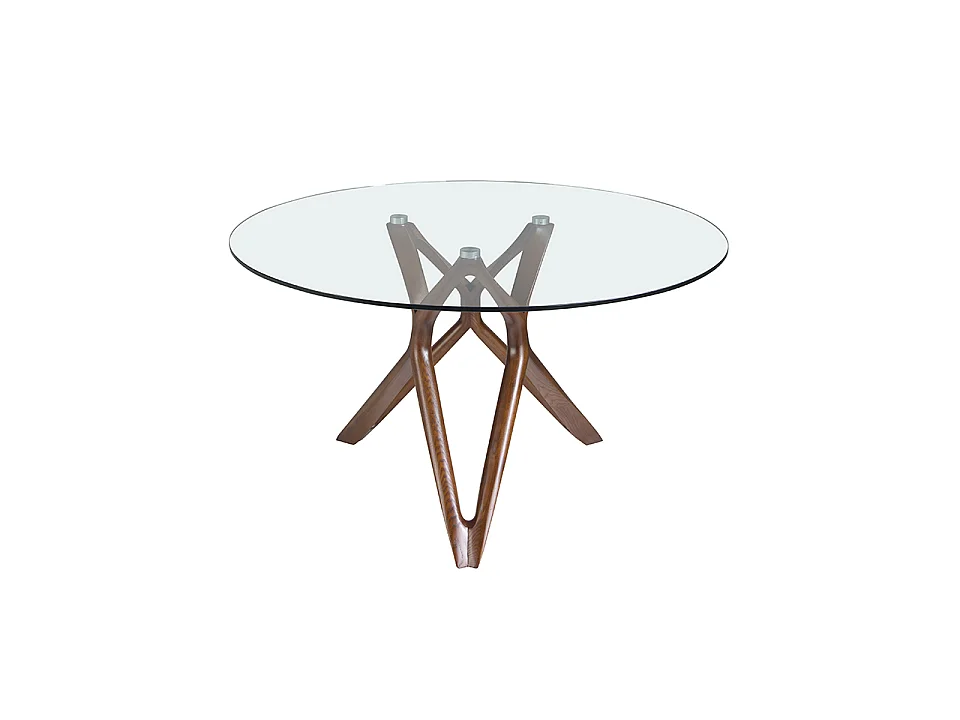 Table à manger ronde verre trempé et noyer 1108-Ø120 ANGEL CERDA