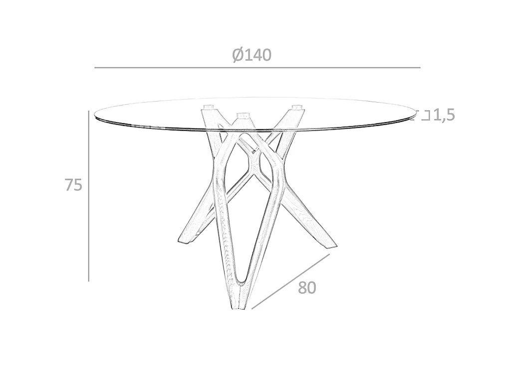 Table à manger en verre et pieds en bois 1108 ANGEL CERDA