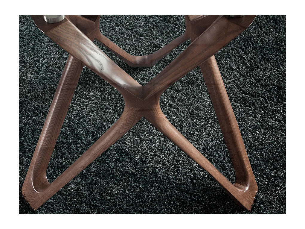 Table à manger en verre et pieds en bois 1108 ANGEL CERDA